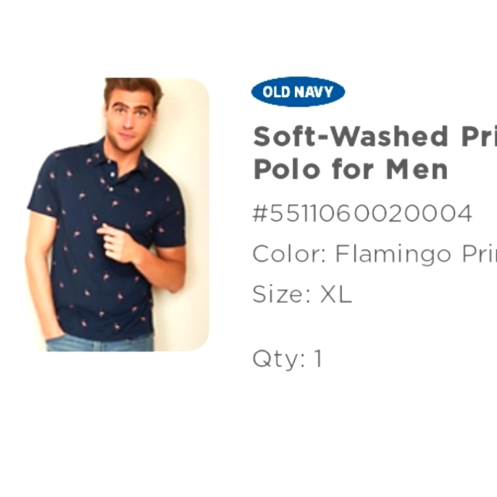 Soft-washed FLAMINGO printed Polo Men's XL